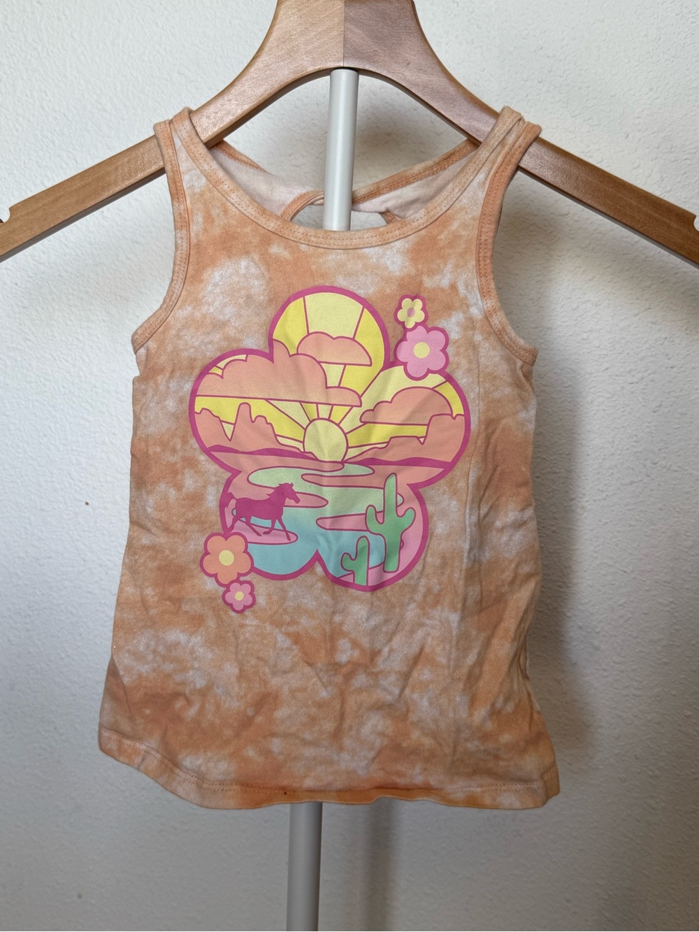 jumping beans Orange Tie-Dye Desert Graphic Tank with Pink & Yellow Accents